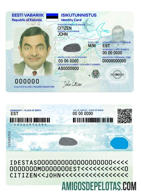 Cartão de identificação da Estônia 2018 versão atual 2 modelo